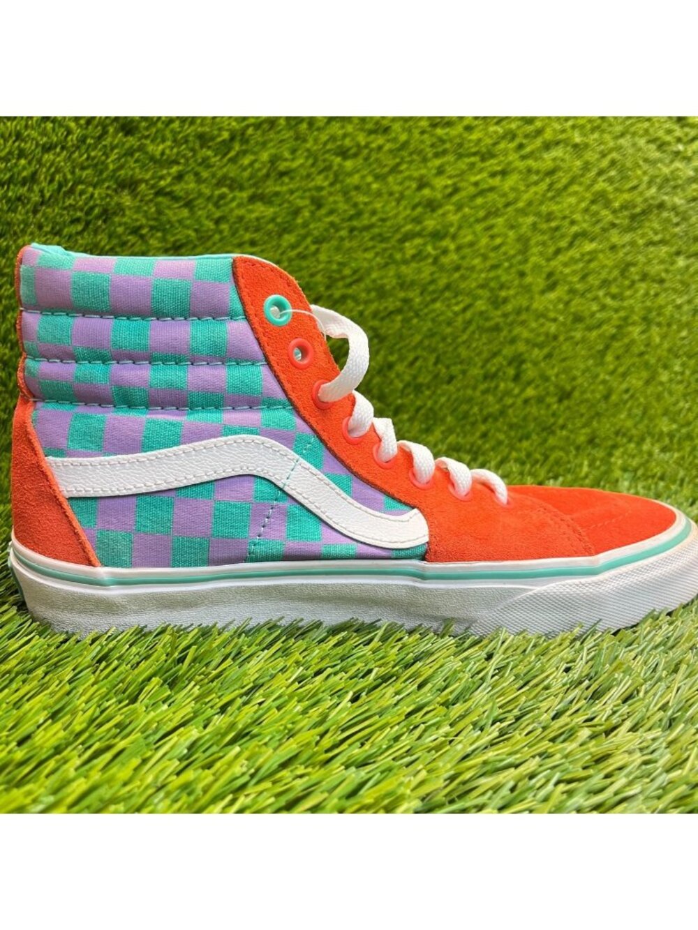Vans Sk8-Hi Womens Size 7 Orange Blue Athletic Walking Skateboard Shoes Sneakers - Picture 4 of 11